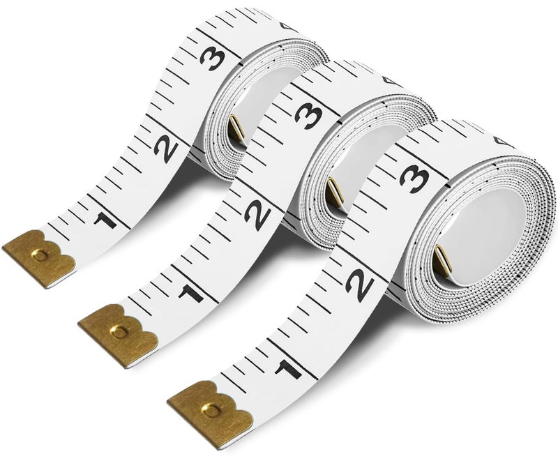 MYGBBKITDEC Tape Measure Body Measuring Tape 3 Pack Soft Fabric Measuring Tape for Sewing Cloth Measurement,Double Scale Tailor Ruler for Weight Loss (White) - Image 1